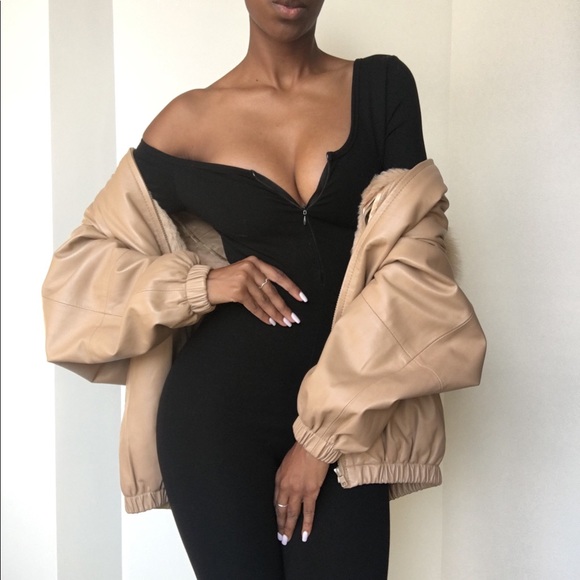 Fox Fur Collar Leather Jacket - Size S - Picture 5 of 6